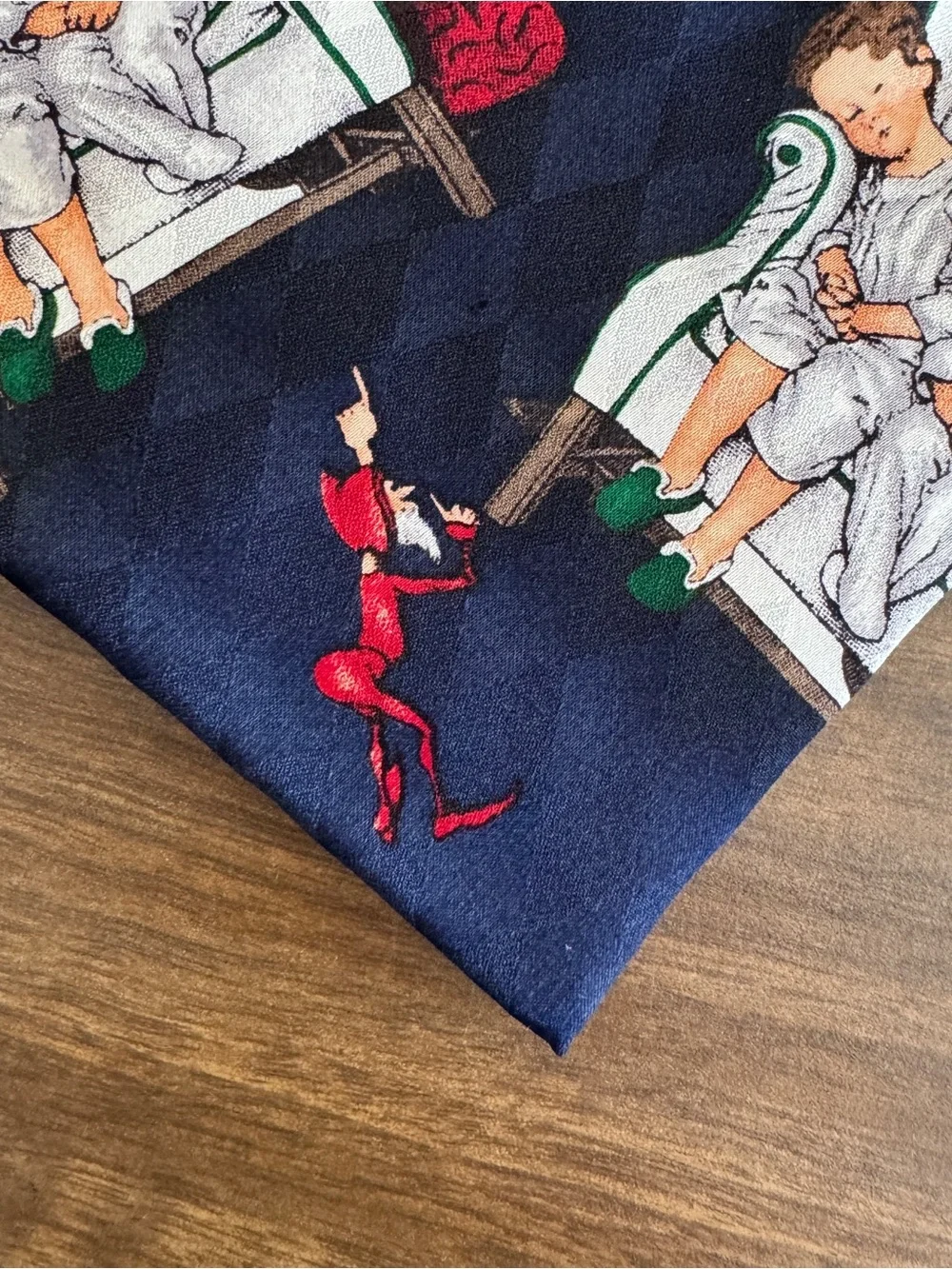Vintage Norman Rockwell Christmas Silk Tie Santa Hallmark Holiday 57”